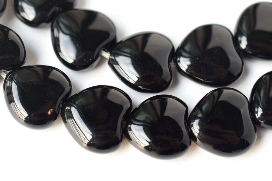 15.5" 12mm black Agate Heart beads Gemstone