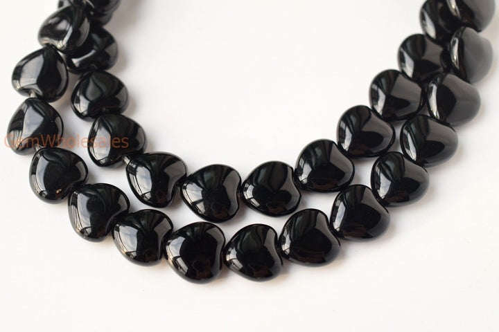 15.5" 12mm black Agate Heart beads Gemstone