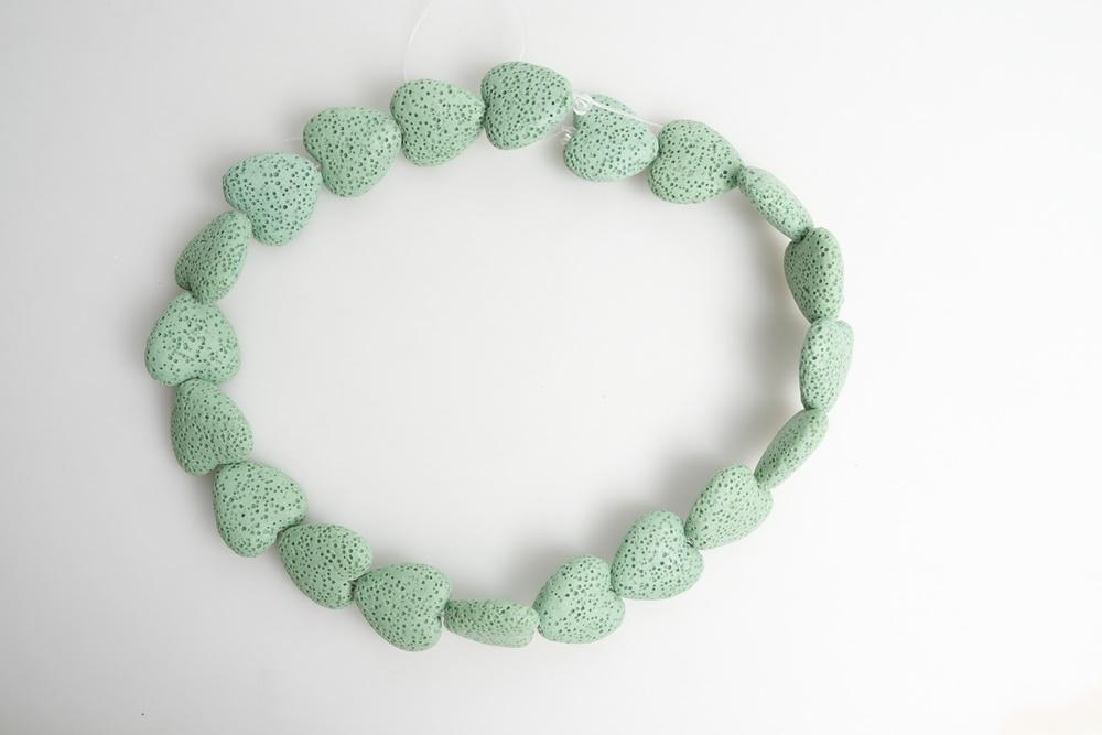 15.5" 20mm/28mm green Lava Heart Gemstone pendant