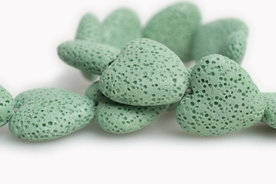 15.5" 20mm/28mm green Lava Heart Gemstone pendant