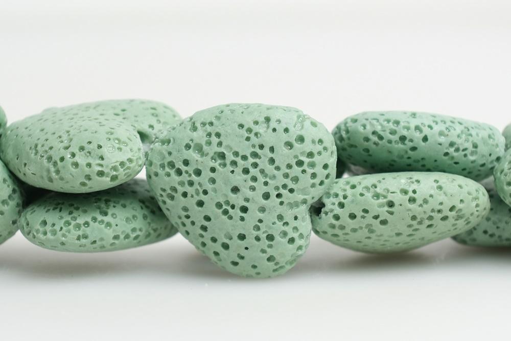 15.5" 20mm/28mm green Lava Heart Gemstone pendant