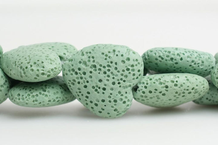 15.5" 20mm/28mm green Lava Heart Gemstone pendant