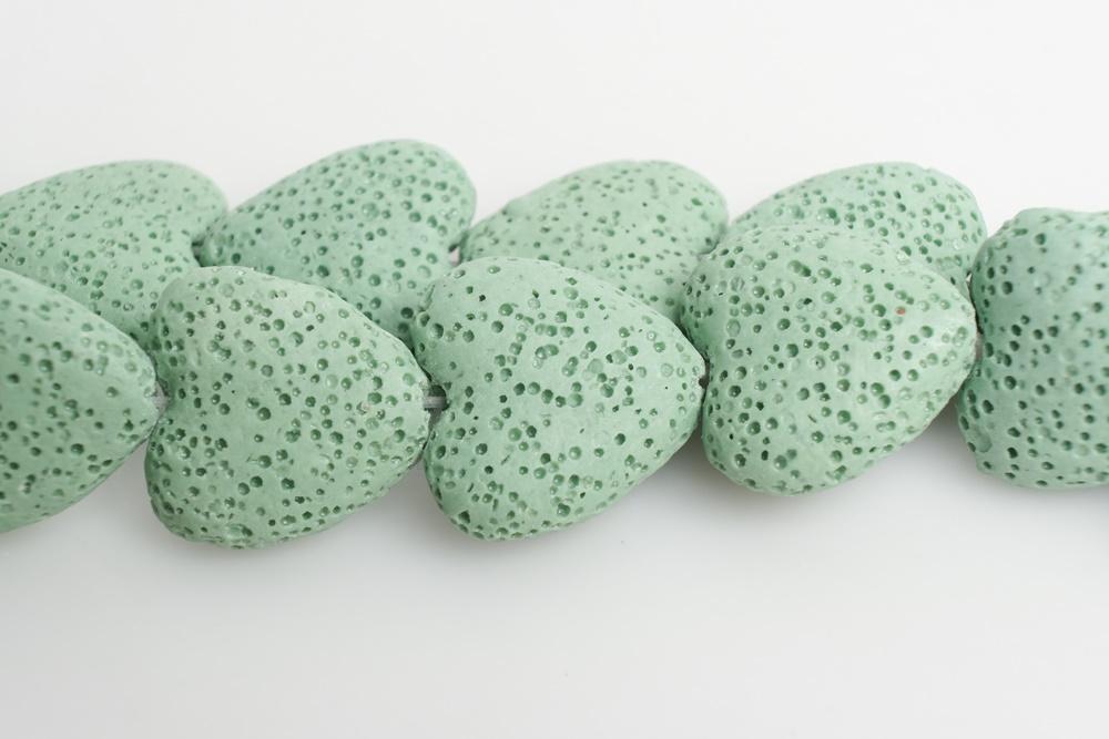 15.5" 20mm/28mm green Lava Heart Gemstone pendant