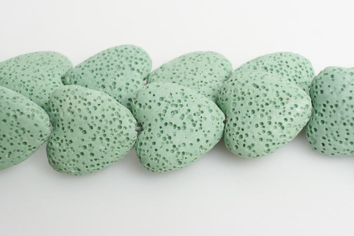 15.5" 20mm/28mm green Lava Heart Gemstone pendant