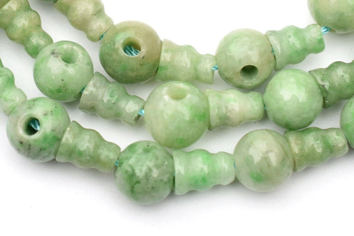 5 SETS 10mm Chinese Jade T hole beads set, Guru Mala Cones Beads