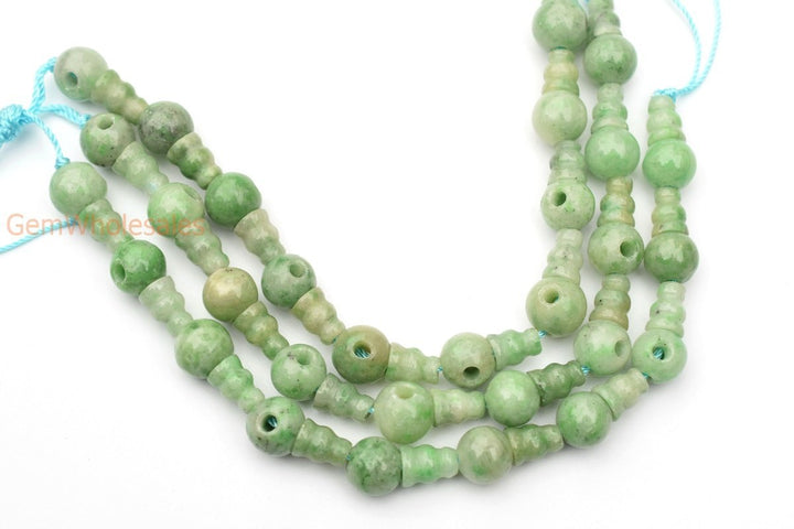 5 SETS 10mm Chinese Jade T hole beads set, Guru Mala Cones Beads