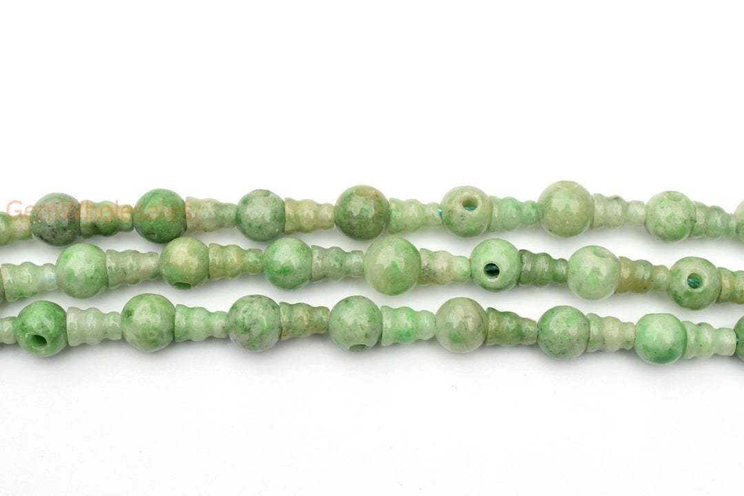 5 SETS 10mm Chinese Jade T hole beads set, Guru Mala Cones Beads