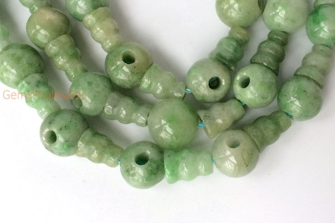 5 SETS 10mm Chinese Jade T hole beads set, Guru Mala Cones Beads