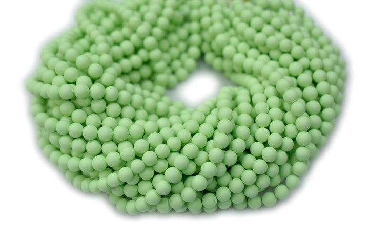 15.5" 8mm/10mm Shell pearl round beads vivid green color,Matte light green shell pearl