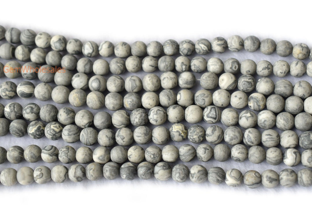 Grey map stone - Round- beads supplier