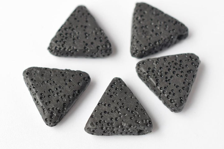 10PCS 16mm Black Lava Triangle pendant
