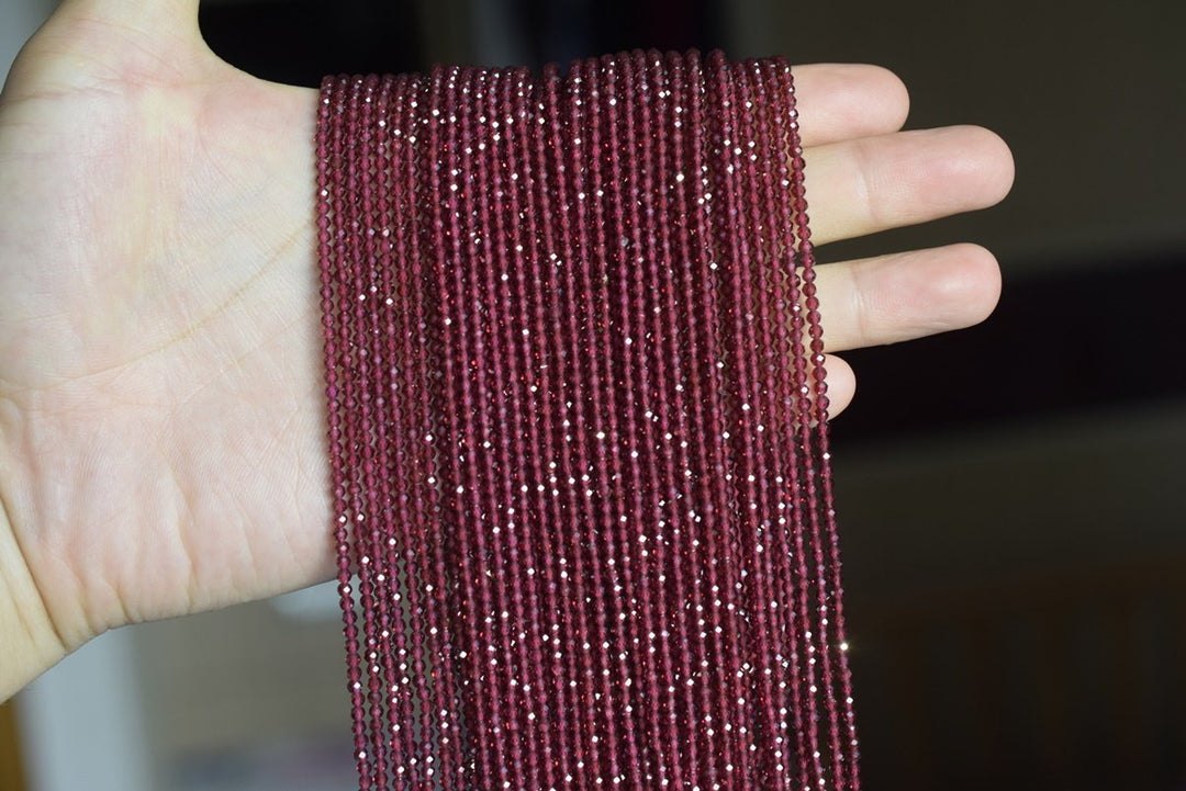 15.5" Wine Red garnet 2mm round faceted jewelry beads supply