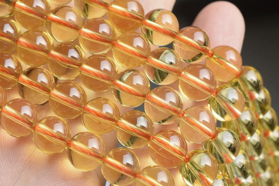 15.5" 6mm/8mm/10mm Hydrothermal Citrine yellow quartz round beads