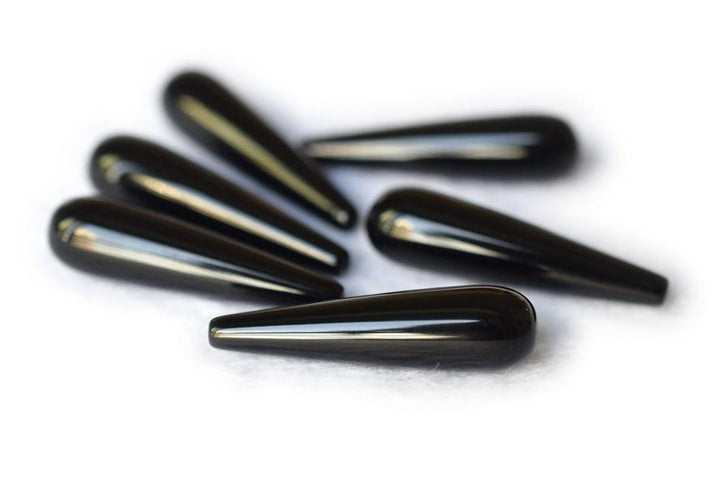 Black Agate - Teardrop- beads supplier