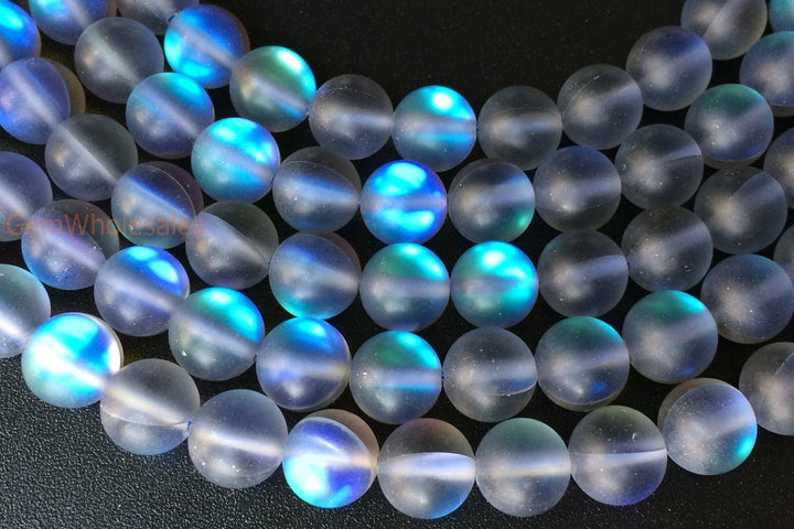 15.5" 8mm matte Rainbow grey Synthetic labradorite round beads
