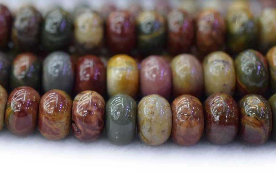 15.5" 6x10mm Natural red creek jasper rondelle beads, Picasso Jasper roundel beads