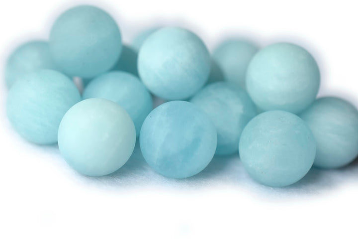1pc 14mm A Natural matte Aquamarine undrilled round single blue gemstone beads