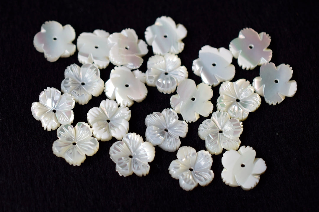 10PCS 10mm Natural white MOP flower 5 petal,mother of pearl XC