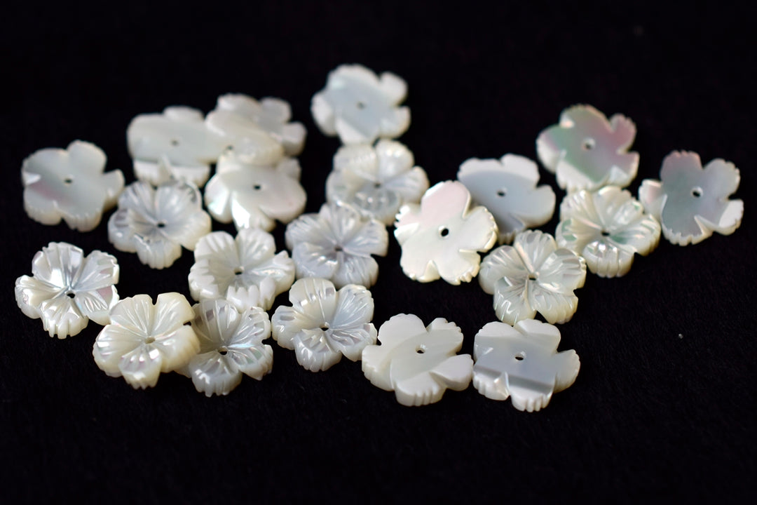 10PCS 10mm Natural white MOP flower 5 petal,mother of pearl XC