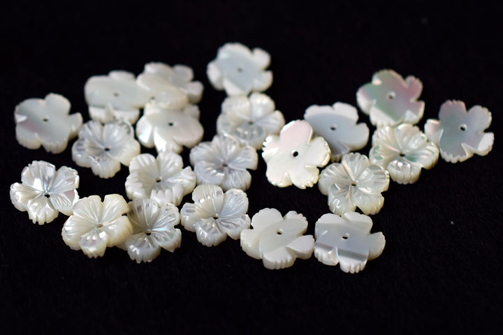 10PCS 10mm Natural white MOP flower 5 petal,mother of pearl XC