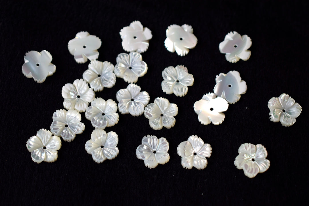 10PCS 10mm Natural white MOP flower 5 petal,mother of pearl XC