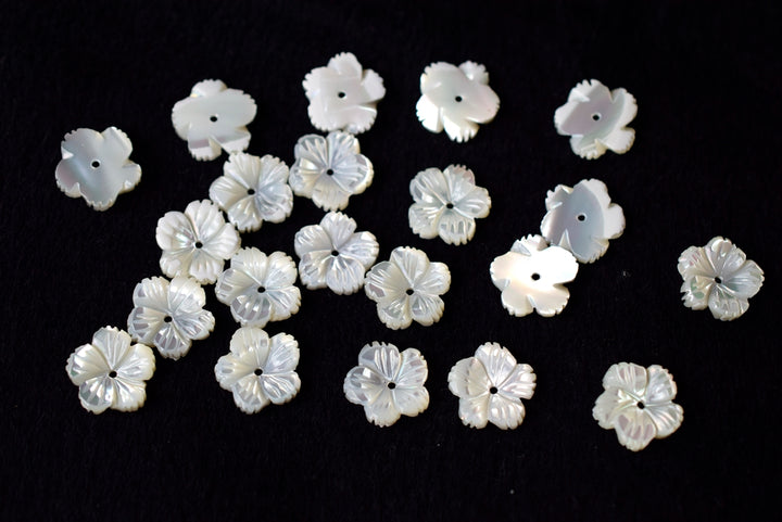 10PCS 10mm Natural white MOP flower 5 petal,mother of pearl XC