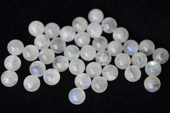 2PCS 6mm AA Natural Blue white Moonstone round undrilled single Sphere beads