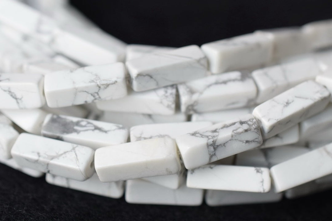 15.5" 4x13mm White howlite rectangle tubes beads, white gemstone Cylinder