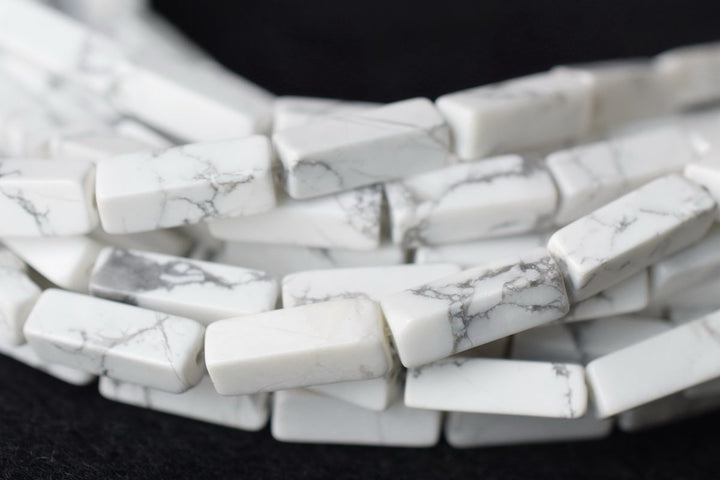 15.5" 4x13mm White howlite rectangle tubes beads, white gemstone Cylinder