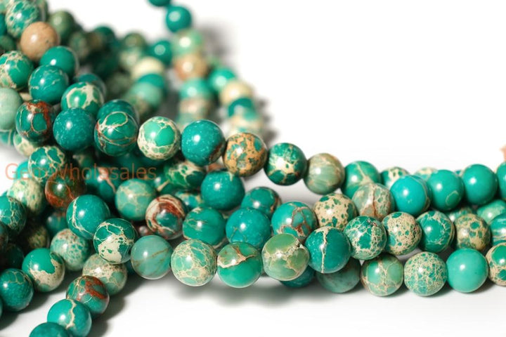 15.5" 8mm green Sea Sediment round beads,emperor jasper, Aqua Terra Jasper