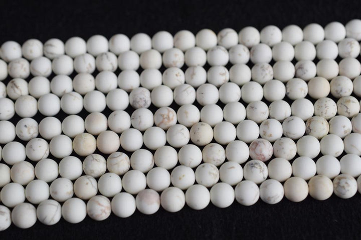 15.5" 8/10/12mm Natural Cream White howlite stone Matte round beads