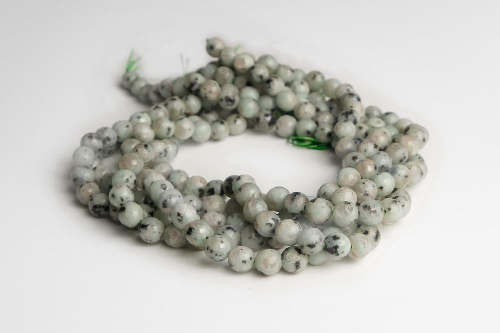 15" Sesame jasper 6mm/8mm/10mm/12mm round faceted beads, Kiwi jasper