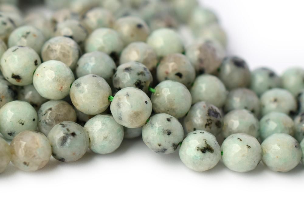 15" Sesame jasper 6mm/8mm/10mm/12mm round faceted beads, Kiwi jasper