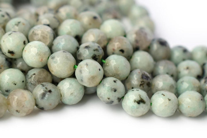 15" Sesame jasper 6mm/8mm/10mm/12mm round faceted beads, Kiwi jasper