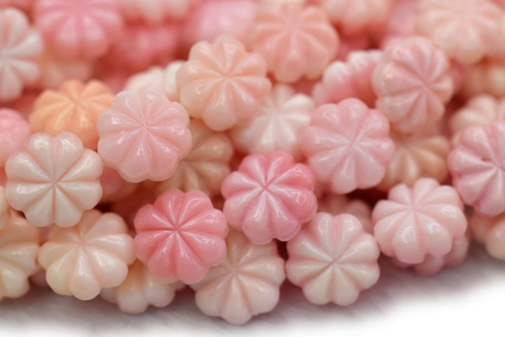 10pcs 10mm Natural pink queen conch shell Blossom Pumpkin flower beads