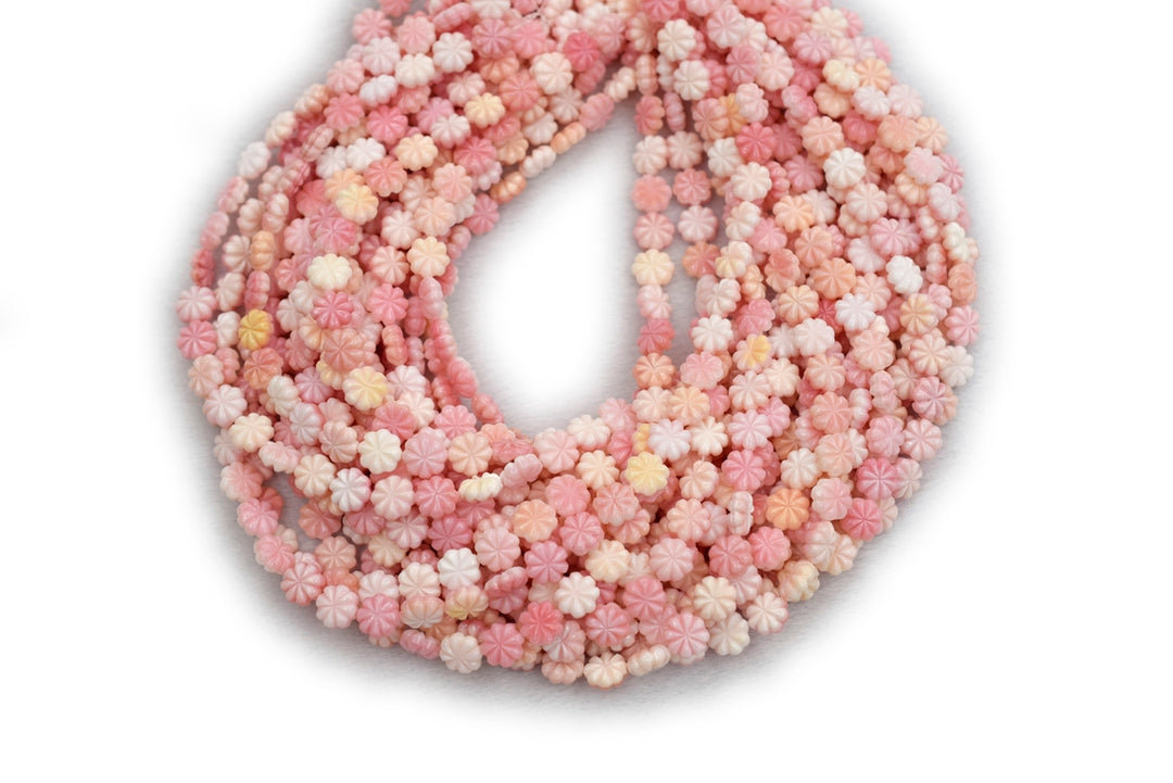 10pcs 10mm Natural pink queen conch shell Blossom Pumpkin flower beads