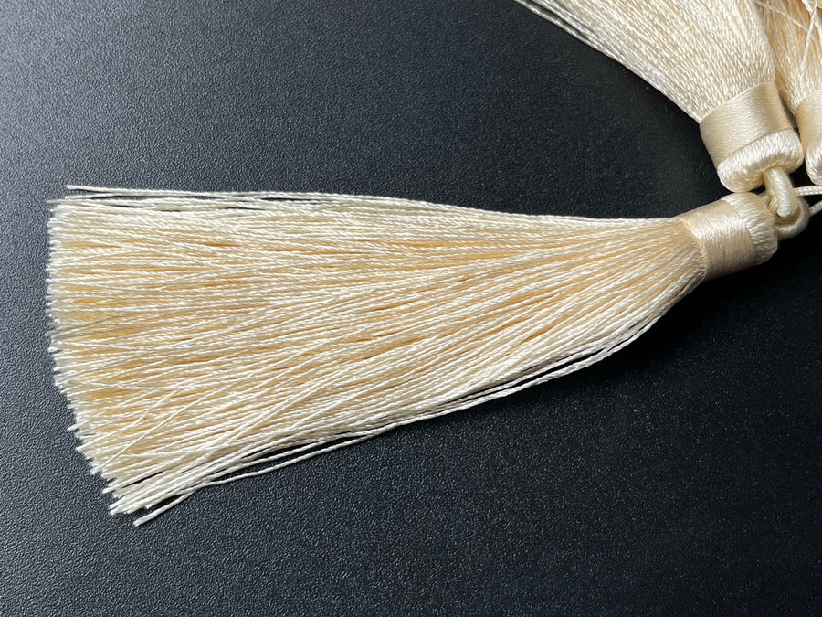2PCS 10cm pale Ivory beige Handmade silky Thread Tassels