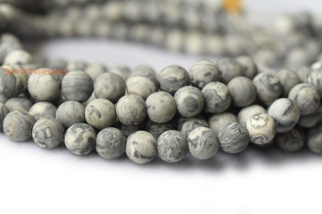 Grey map stone - Round- beads supplier