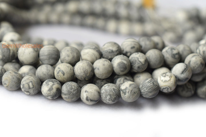 Grey map stone - Round- beads supplier