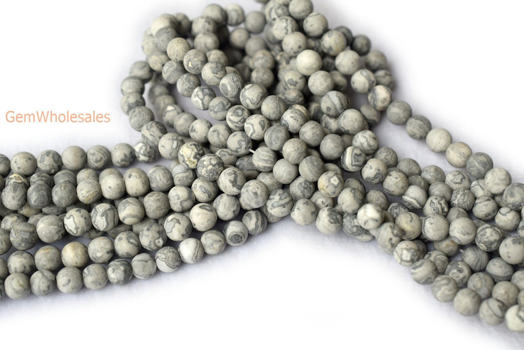 Grey map stone - Round- beads supplier