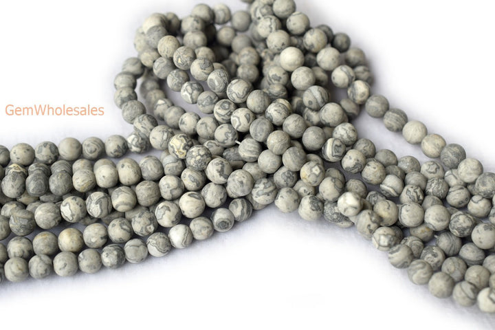 Grey map stone - Round- beads supplier