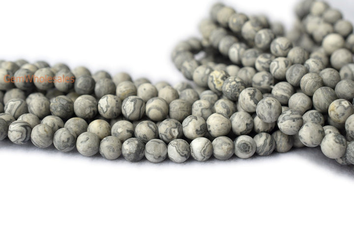 Grey map stone - Round- beads supplier