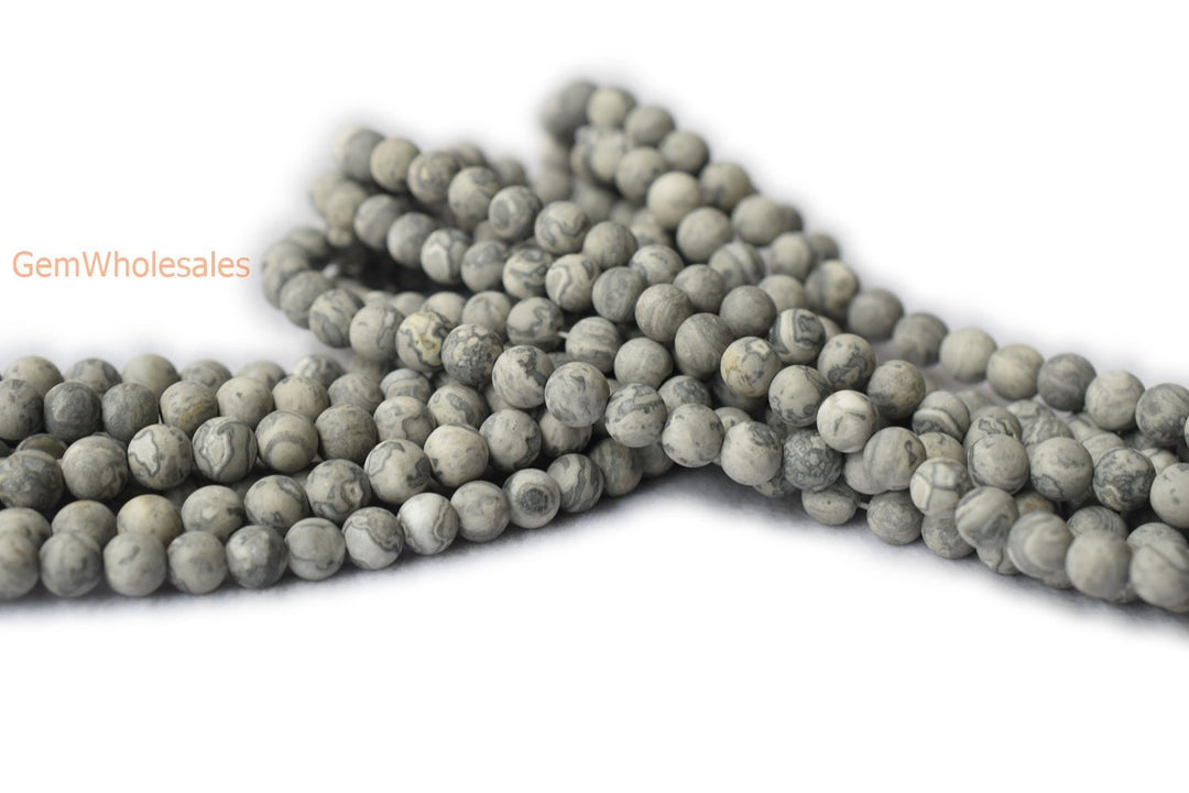 Grey map stone - Round- beads supplier