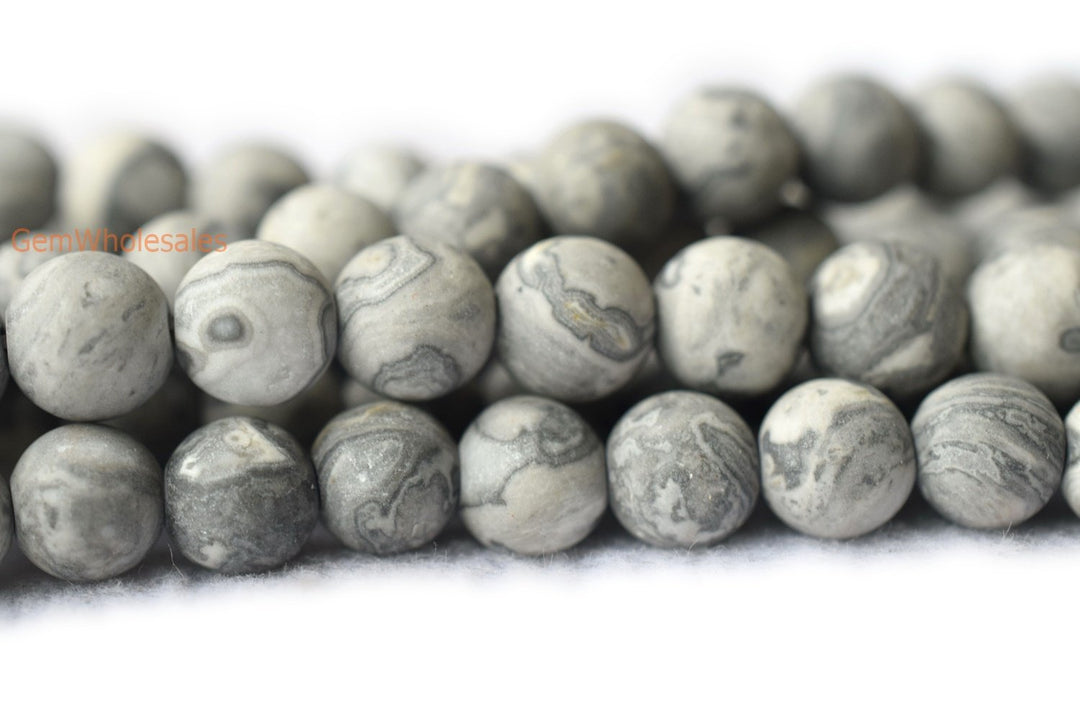 Grey map stone - Round- beads supplier