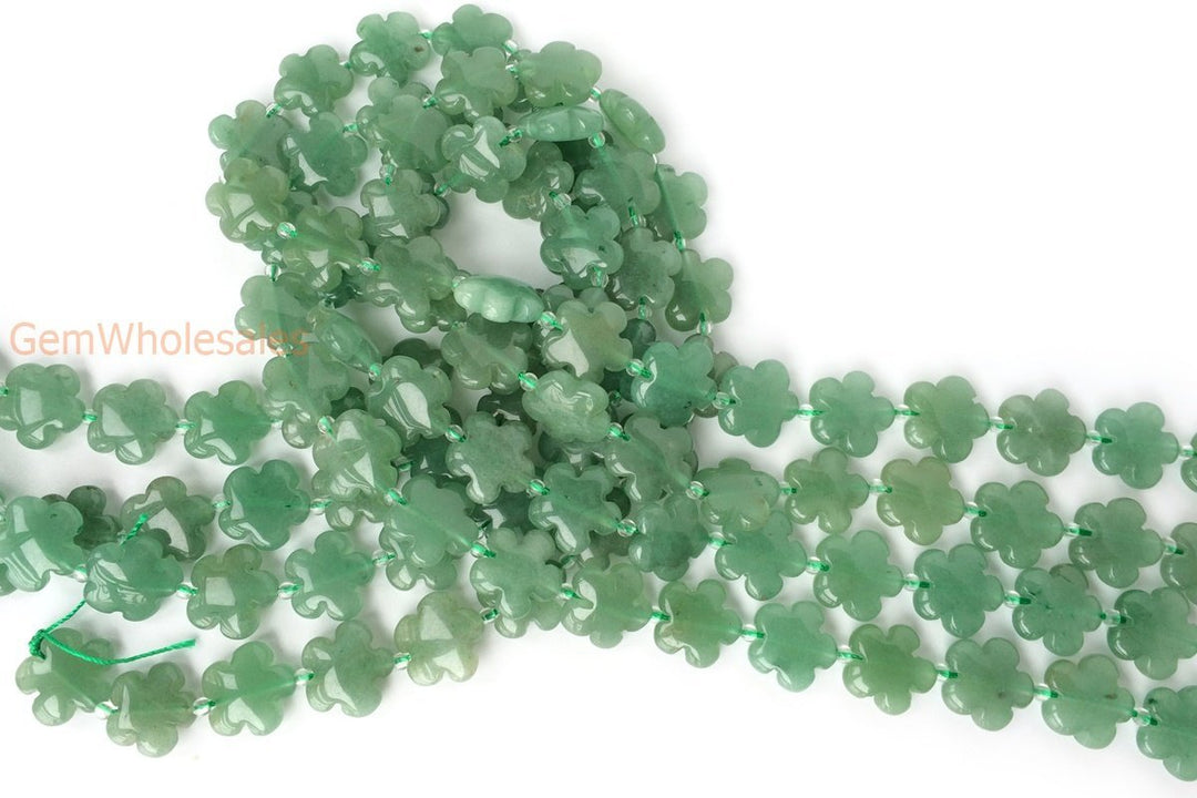 15.5" 15mm/20mm Green aventurine flower,green color gemstone flower
