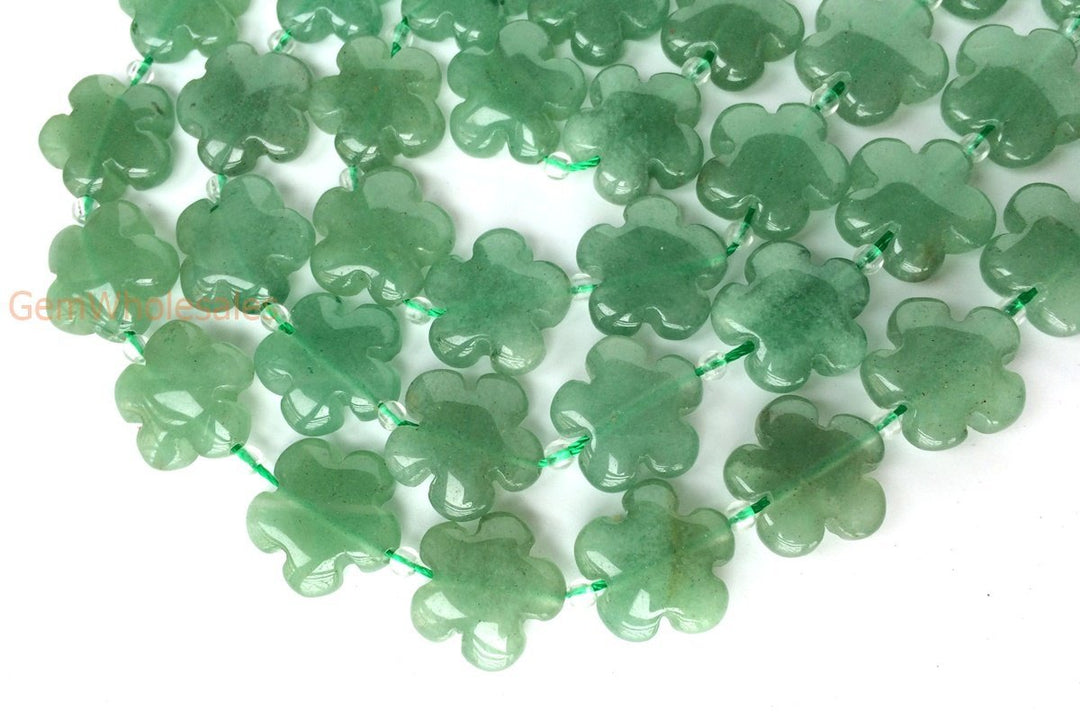 15.5" 15mm/20mm Green aventurine flower,green color gemstone flower