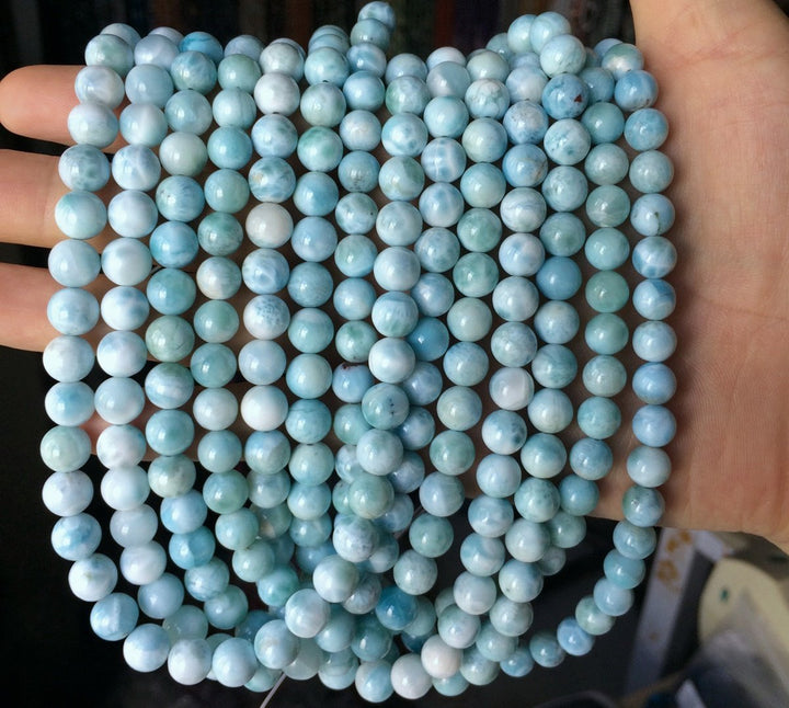 15.5" 8mm A Natural genuine larimar round gemstone jewelry beads