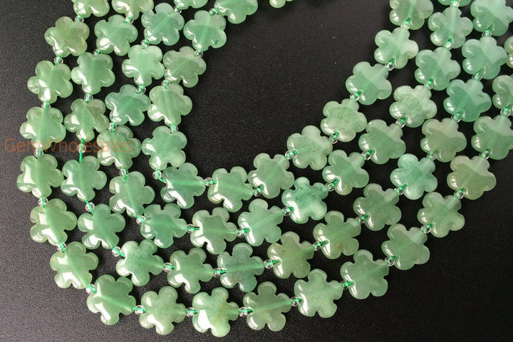 15.5" 15mm/20mm Green aventurine flower,green color gemstone flower