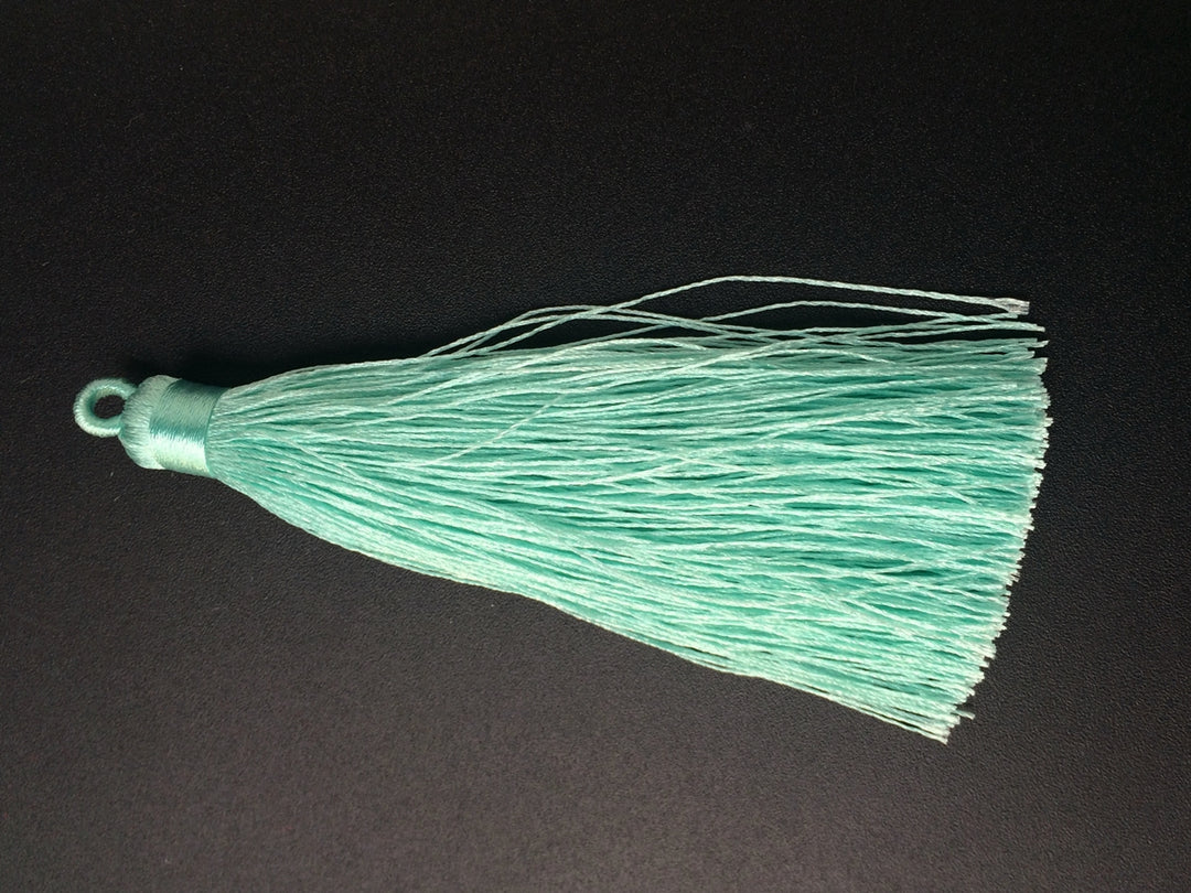 2PCS 10cm Light greenish blue Handmade silky Thread Tassels