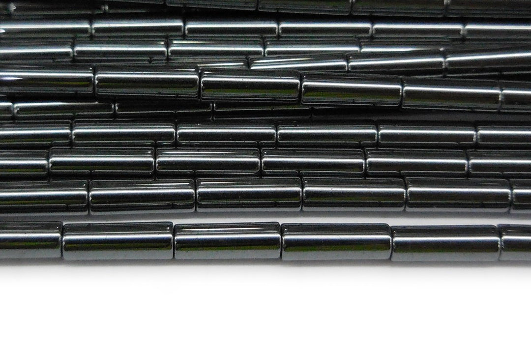 15.5" Hematite stone tube beads 3x9mm, gemstone tube